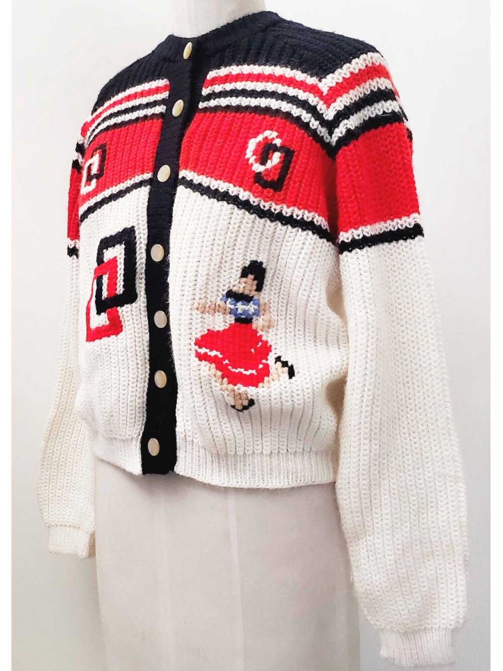 Vintage 50s/60s Womens Knit Rockabilly Cardigan Sweater Cowichan Swing Dancing